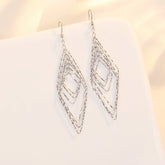 Hollow Six Rhombus Silver Earrings for Women